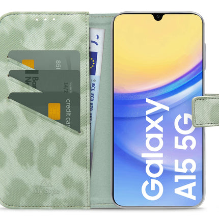My Style Flex Wallet For Samsung Galaxy A15 4G/5G Green Leopard