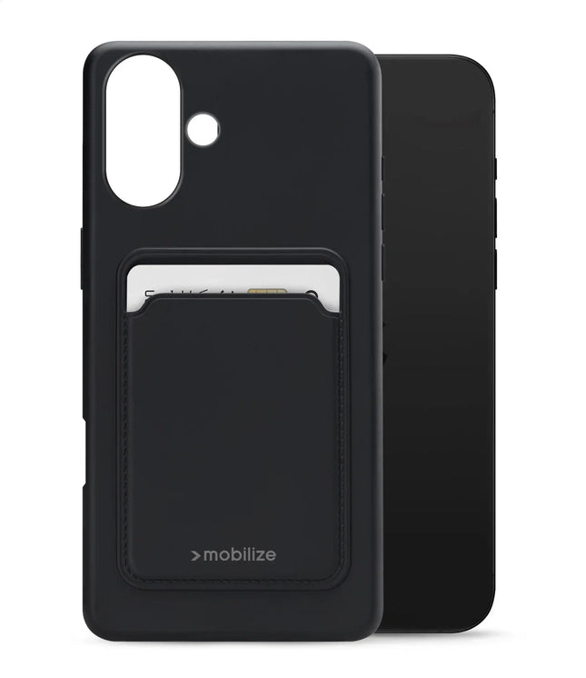 Mobilize Rubber Gelly Card Case Apple Iphone 16 Plus Matt Black