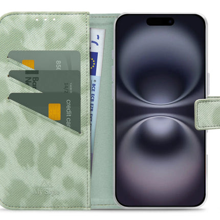 My Style Flex Wallet For Apple Iphone 16 Plus Green Leopard