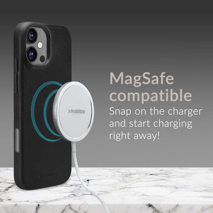 Mobilize Magsafe Compatible Premium Leather Case Apple Iphone 16 Plus Black