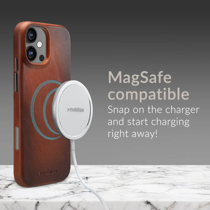 Mobilize Magsafe Compatible Premium Leather Case Apple Iphone 16 Pro Burned Cognac