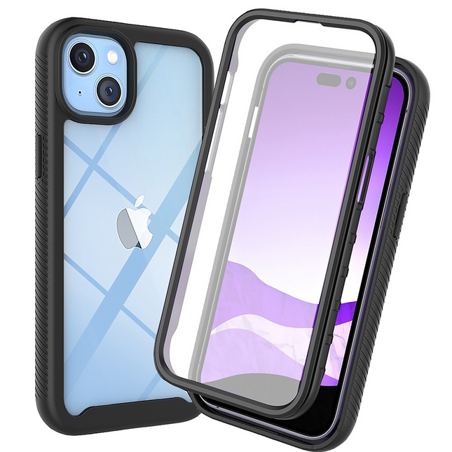 360 Defense Case - iPhone 15 Hoesje - Full Body Protection with Built-in Screenprotector - Black