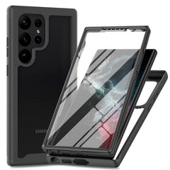 360 Defense Case - Samsung Galaxy S24 Ultra Hoesje - Full Body Protection with Built-in Screenprotector - Black