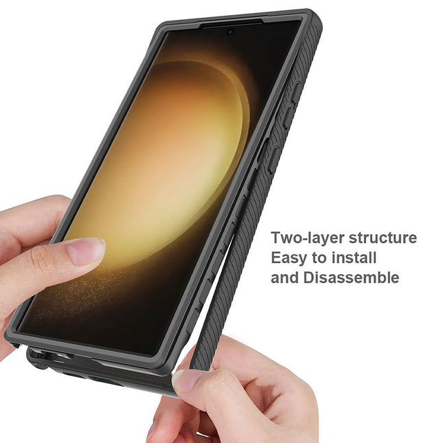 360 Defense Case - Samsung Galaxy S24 Ultra Hoesje - Full Body Protection with Built-in Screenprotector - Black