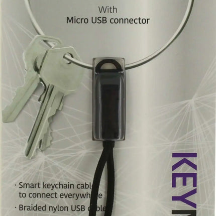 Keymate Charge/Sync Keychain Cable Nylon Braided Micro Usb Black KeyMate