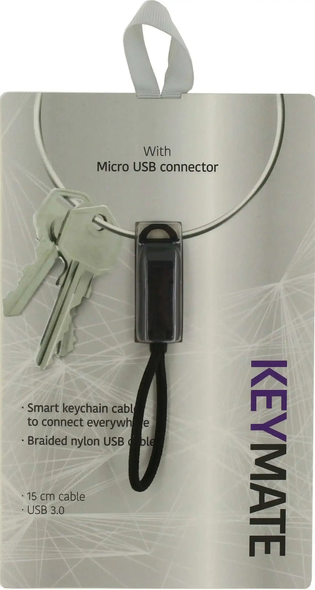 Keymate Charge/Sync Keychain Cable Nylon Braided Micro Usb Black KeyMate