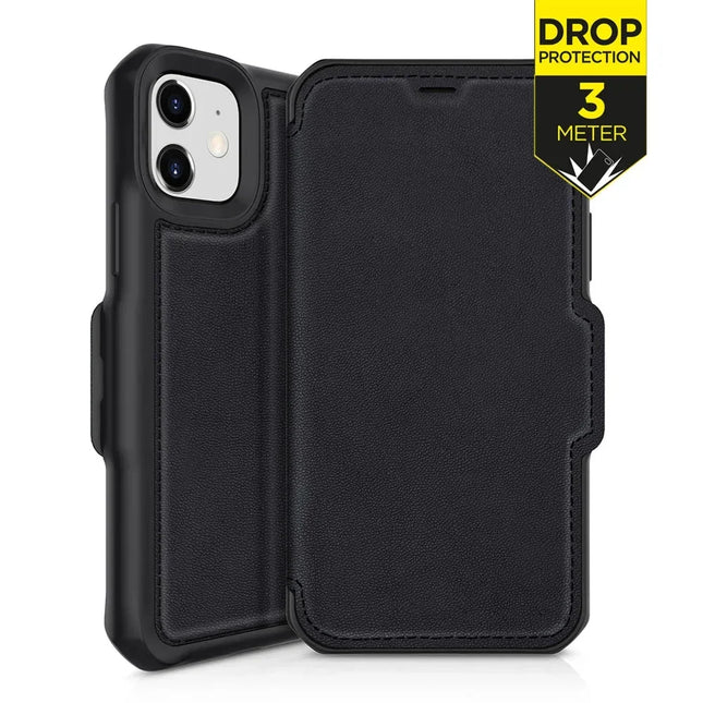 Itskins Level 2 Hybridfolio Leather For Apple Iphone 12 Mini Pure Black ITSKINS