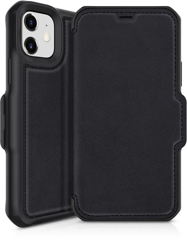 Itskins Level 2 Hybridfolio Leather For Apple Iphone 12 Mini Pure Black ITSKINS