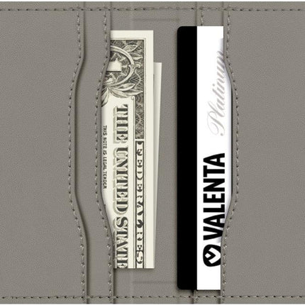 Valenta Leather Card Wallet Snap Grey Valenta