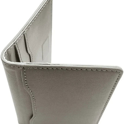 Valenta Leather Card Wallet Snap Grey Valenta