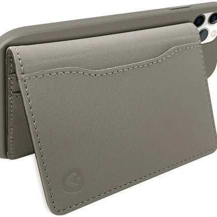 Valenta Leather Card Wallet Snap Grey Valenta