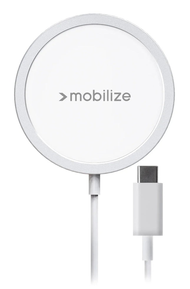 Mobilize Magnetic Wireless Charger Magsafe Compatible 15W White Aluminium