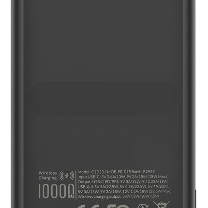 Mobilize Magnetic Wireless Magsafe Compatible Pd Stand Power Bank 10000Mah 15W Black