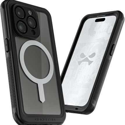 Ghostek Nautical Waterproof Magsafe Case + Belt Swivel Holster Apple Iphone 15 Pro Clear