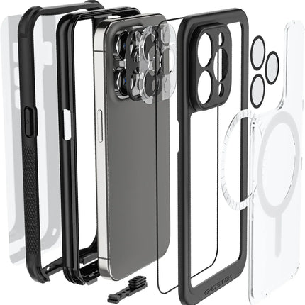 Ghostek Nautical Waterproof Magsafe Case + Belt Swivel Holster Apple Iphone 15 Pro Clear