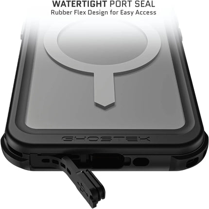 Ghostek Nautical Waterproof Magsafe Case + Belt Swivel Holster Apple Iphone 15 Pro Clear