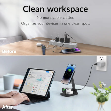 Mobilize 3In1 Charger Station Magsafe Compatible 15W Black