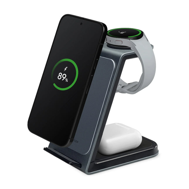 Mobilize 3In1 Aluminium Wireless Charger Station 15W