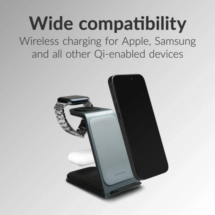 Mobilize 3In1 Aluminium Wireless Charger Station 15W