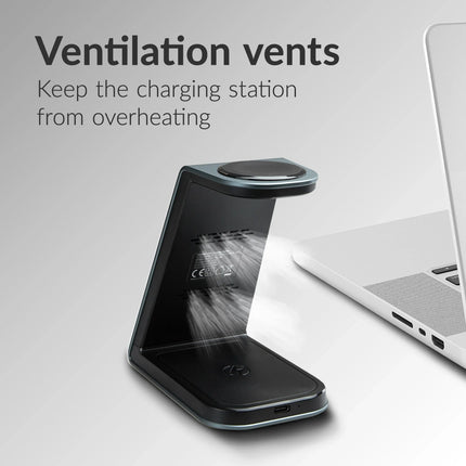 Mobilize 3In1 Aluminium Wireless Charger Station 15W