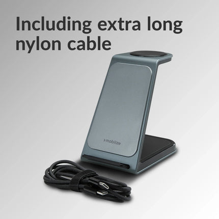 Mobilize 3In1 Aluminium Wireless Charger Station 15W