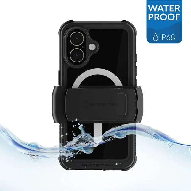Ghostek Nautical Waterproof Magsafe Case + Belt Swivel Holster Apple Iphone 16 Black