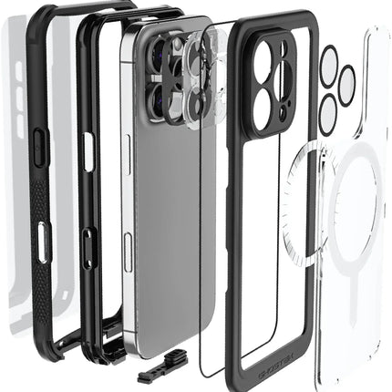 Ghostek Nautical Waterproof Magsafe Case + Belt Swivel Holster Apple Iphone 16 Pro Clear