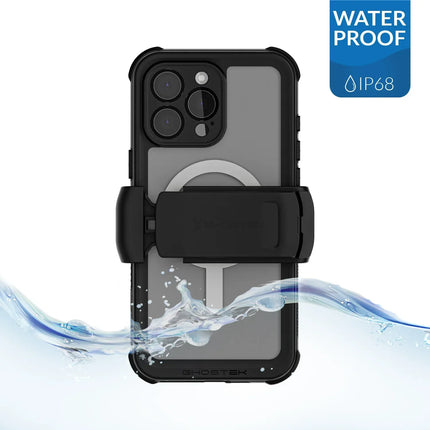 Ghostek Nautical Waterproof Magsafe Case + Belt Swivel Holster Apple Iphone 16 Pro Max Clear