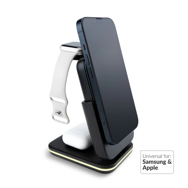 Mobilize 4In1 Wireless Charger Station With Detachable Power Bank 5000Mah Black