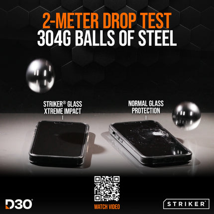 Striker D3O Xtreme Impact Glass Screen Protector - Black Frame - Samsung Galaxy A25 5G