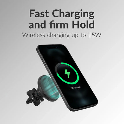 Mobilize Wireless MagSafe Compatible Car Houder/Charger 5W/7.5W/10W/15W Black productafbeelding 3