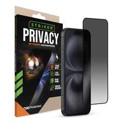Striker D3O Xtreme Impact Privacy Glass Screenprotector Zwart Frame - Apple iPhone 14 Pro/15/16