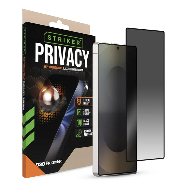 Striker D3O Xtreme Impact Privacy Glass Screenprotector Zwart Frame - Samsung Galaxy S25 Ultra 5G