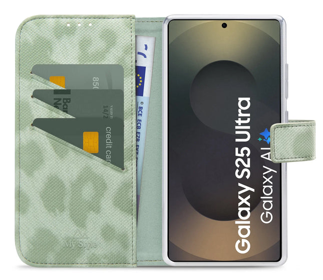 My Style Flex Wallet For Samsung Galaxy S25 Ultra 5G Green Leopard