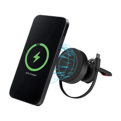 Mobilize Magsafe Compatible Car Holder/Charger 7.5W/10W/15W With Retractable Usb-C Cable Black
