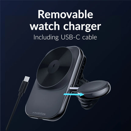 Mobilize Magsafe Compatible Car Charger For Phone And Watch 18W Black