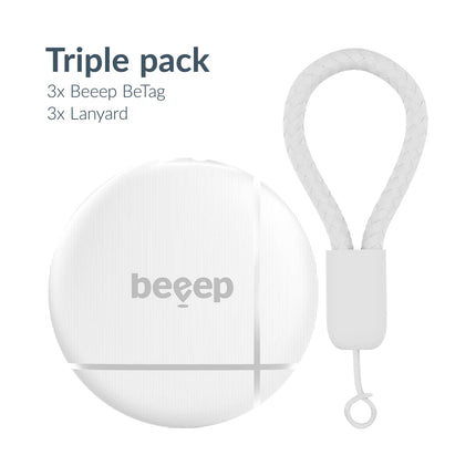 Beeep Betag Find My Tracker White & Keychain White - 3 Pack