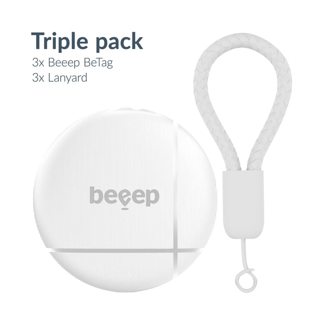 Beeep Betag Find My Tracker White & Keychain White - 3 Pack