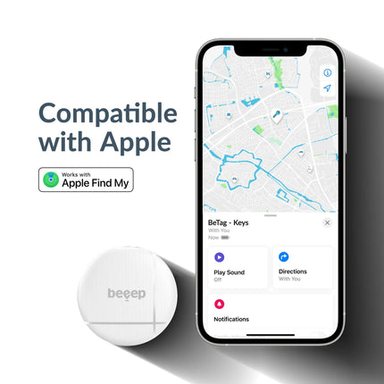 Beeep Betag Find My Tracker White & Keychain White - 3 Pack