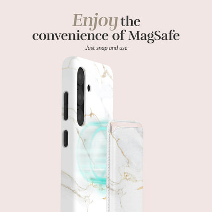 Mio By Mobilize Mio White Marble MagSafe Compatible Card Houder productafbeelding 2