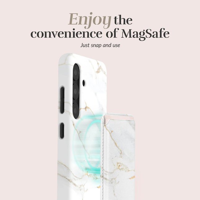 Mio By Mobilize Mio White Marble MagSafe Compatible Card Houder productafbeelding 2