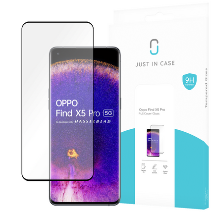 Oppo Find X5 Pro - Full Cover Screenprotector Tempered Glass - Black