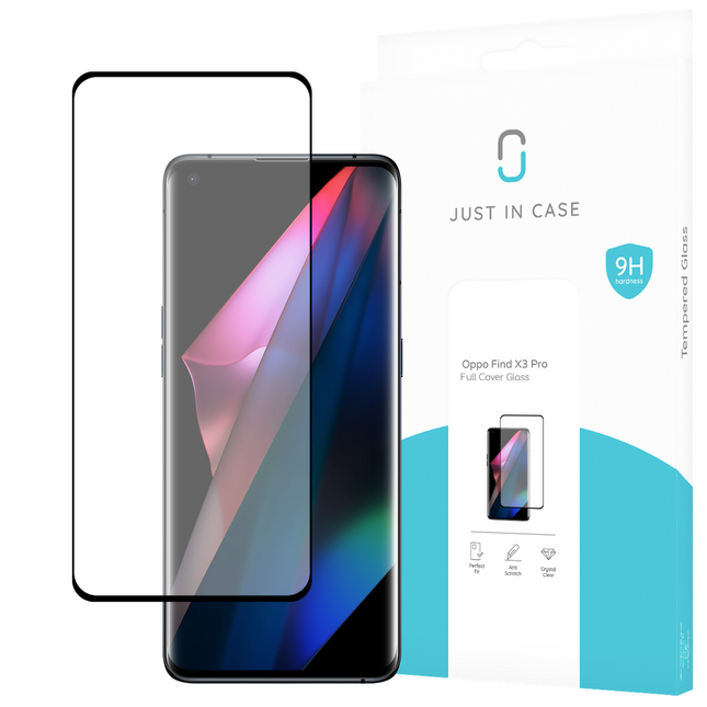 Oppo Find X3 Pro Full Cover Tempered Glass -  Screenprotector - Black - Casebump