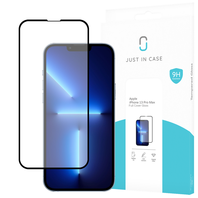 iPhone 13 Pro Max - Full Cover Screenprotector Tempered Glass - Black