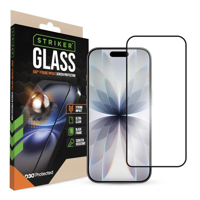 Apple iPhone 16 Pro/17/17 Pro Zwart Glass Zwart Frame Screenprotector - Apple - Zwart - Casebump