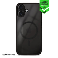 Vooraanzicht van het zwarte Striker hoesje op de iPhone 17