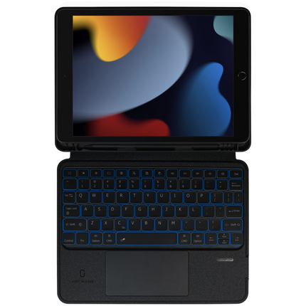 iPad 2021 (9th Gen) / 2020 (8th Gen) Back Cover + Flap + Qwerty Keyboard - Black