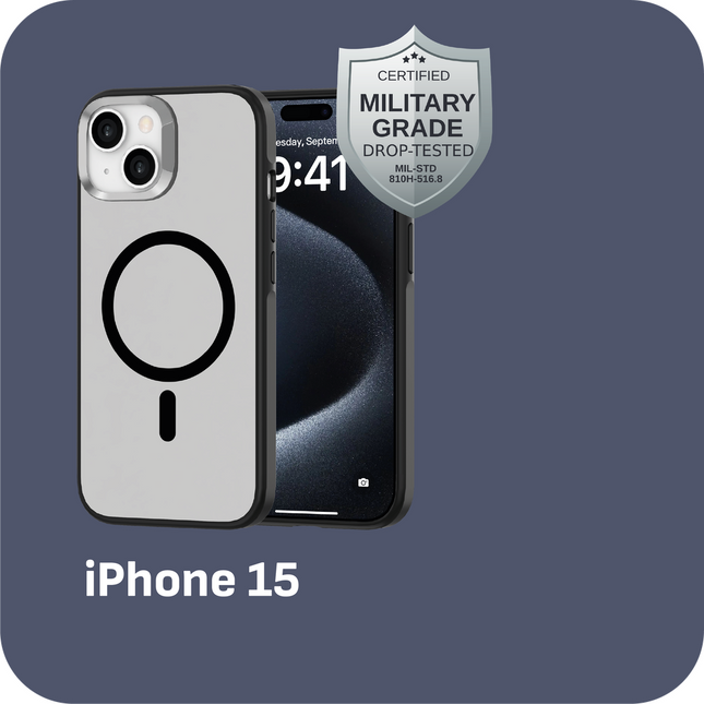 BULK | ArmorElite Case - iPhone 15 - Military Grade Back Cover - (compatible with MagSafe) - Black