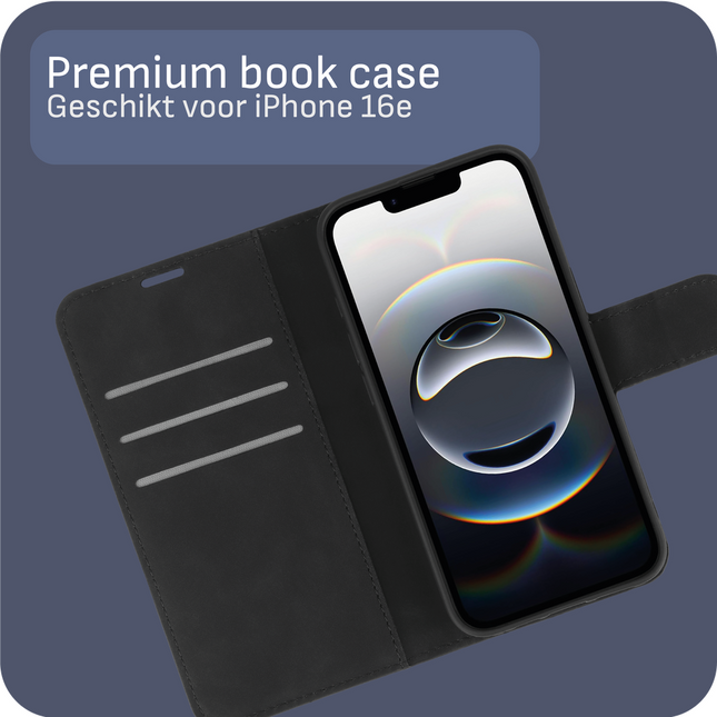 BULK | PrimeWallet Case - iPhone 17e / 16e - PU leather Wallet Case - Black