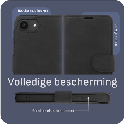 BULK | PrimeWallet Case - iPhone 17e / 16e - PU leather Wallet Case - Black